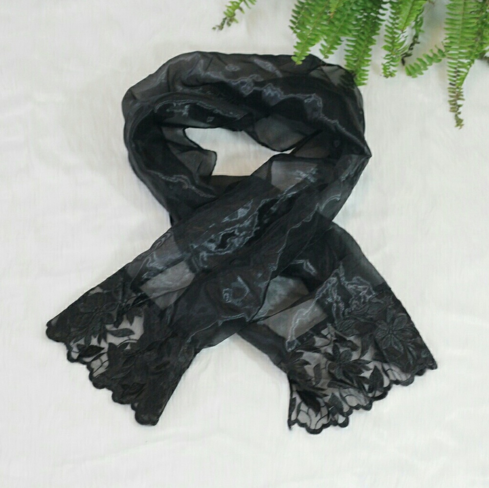 Embroidered Lace Scarf Wrap
